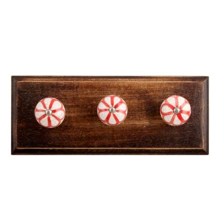Red Sunflower Crackle Ceramic Wooden Hooks